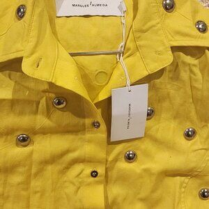 Marques Almeida Yellow Button-Up Jacket, Size L, NWT - Bold Designer Style